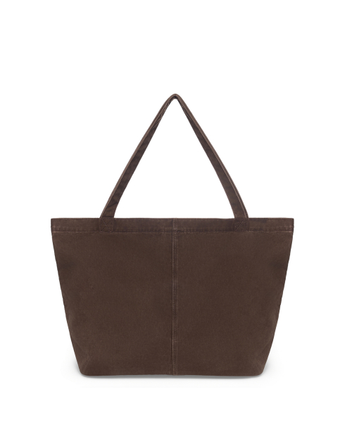 VINTAGE WASHED COTTON SHOULDER BAG IN BROWN