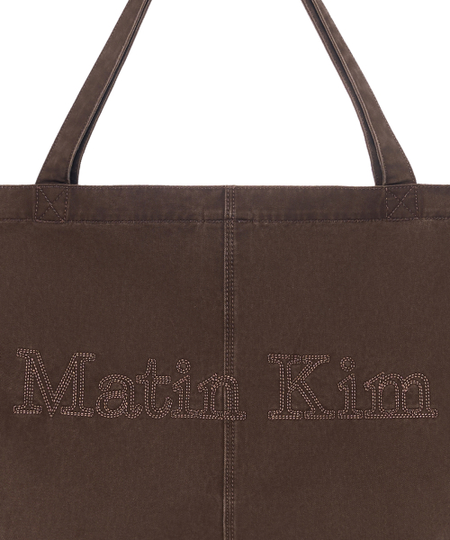 VINTAGE WASHED COTTON SHOULDER BAG IN BROWN