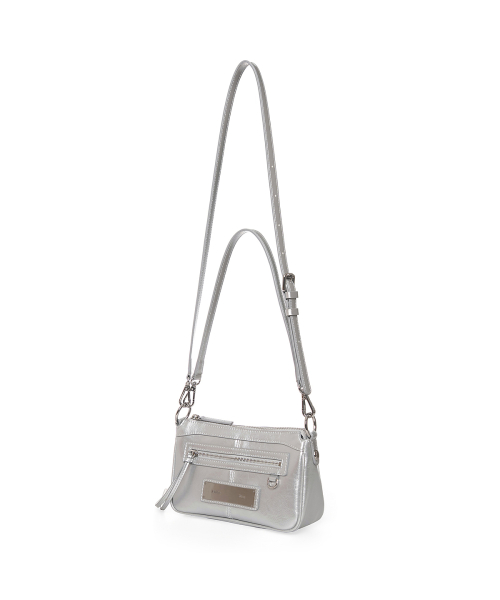 BIKER TWO-WAY MINI BAG IN SILVER