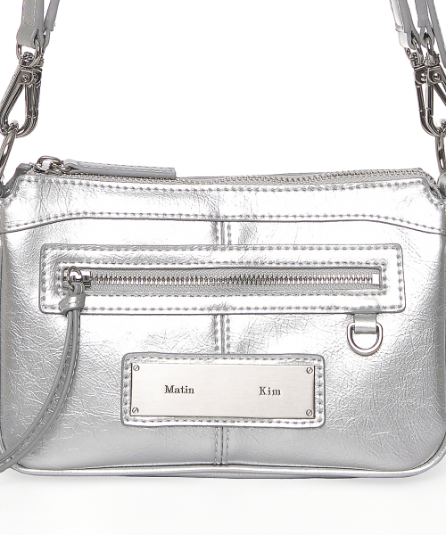 BIKER TWO-WAY MINI BAG IN SILVER