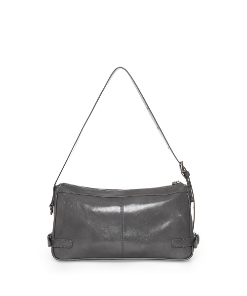 SIDE BUCKLE BIKER SHOULDER BAG IN CHARCOAL