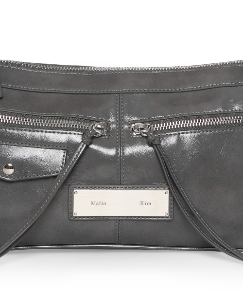 SIDE BUCKLE BIKER SHOULDER BAG IN CHARCOAL