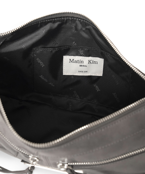 SIDE BUCKLE BIKER SHOULDER BAG IN CHARCOAL