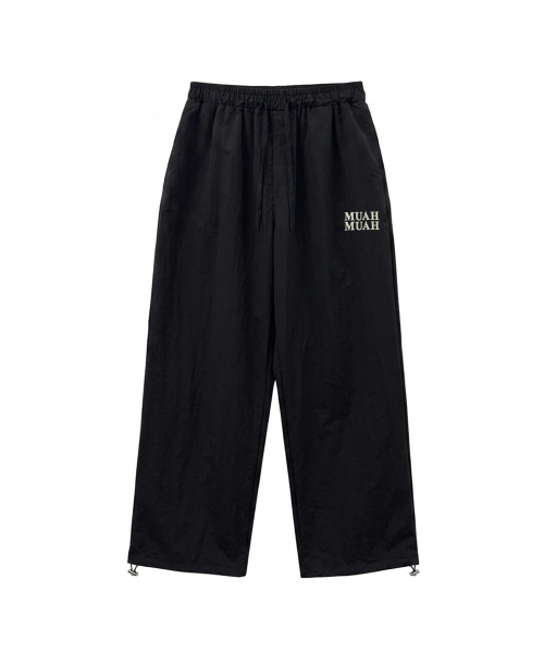 STITCH LOGO WIDE BANDING PANTS [BLACK]