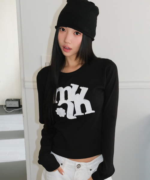 VINTAGE APPLIQUE LOGO LONG SLEEVE [BLACK]