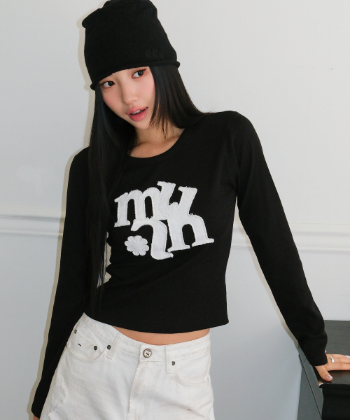 VINTAGE APPLIQUE LOGO LONG SLEEVE [BLACK]