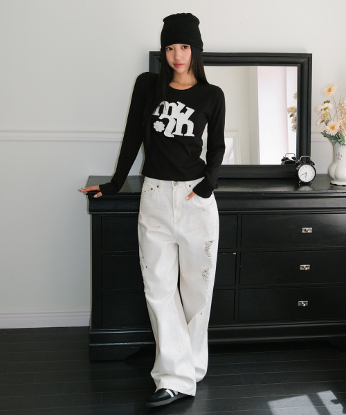 VINTAGE APPLIQUE LOGO LONG SLEEVE [BLACK]