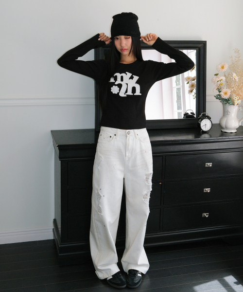 VINTAGE APPLIQUE LOGO LONG SLEEVE [BLACK]