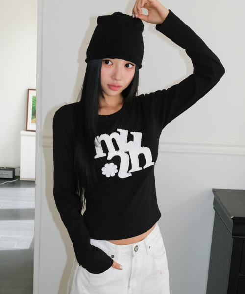 VINTAGE APPLIQUE LOGO LONG SLEEVE [BLACK]