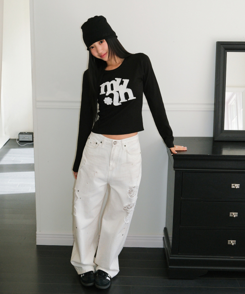 VINTAGE APPLIQUE LOGO LONG SLEEVE [BLACK]