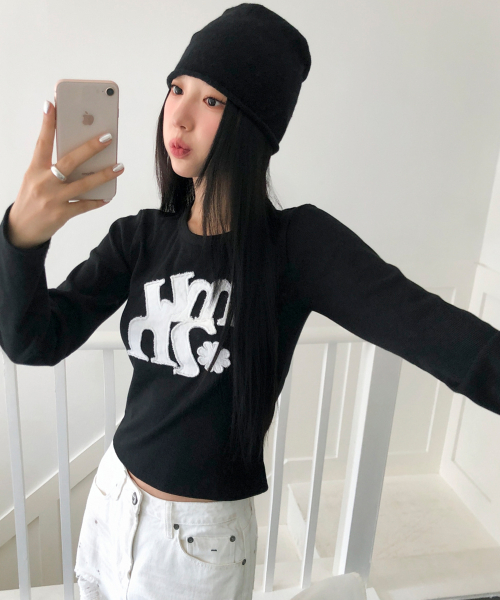 VINTAGE APPLIQUE LOGO LONG SLEEVE [BLACK]