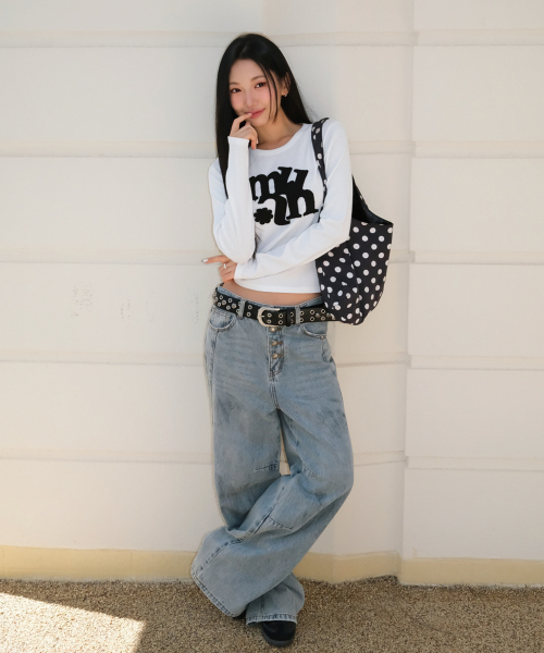 VINTAGE APPLIQUE LOGO LONG SLEEVE [WHITE]
