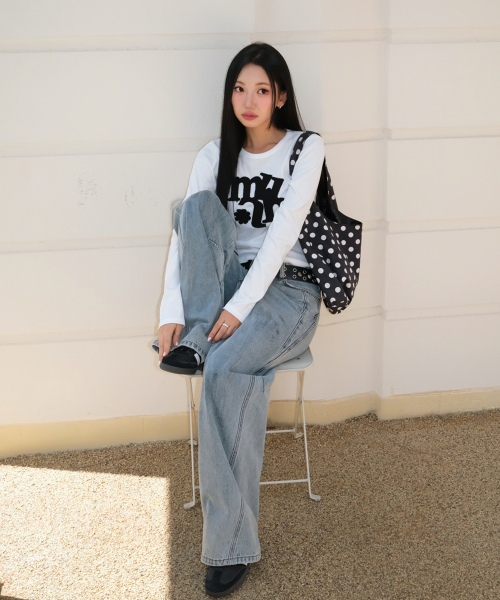 VINTAGE APPLIQUE LOGO LONG SLEEVE [WHITE]