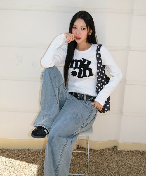 VINTAGE APPLIQUE LOGO LONG SLEEVE [WHITE]