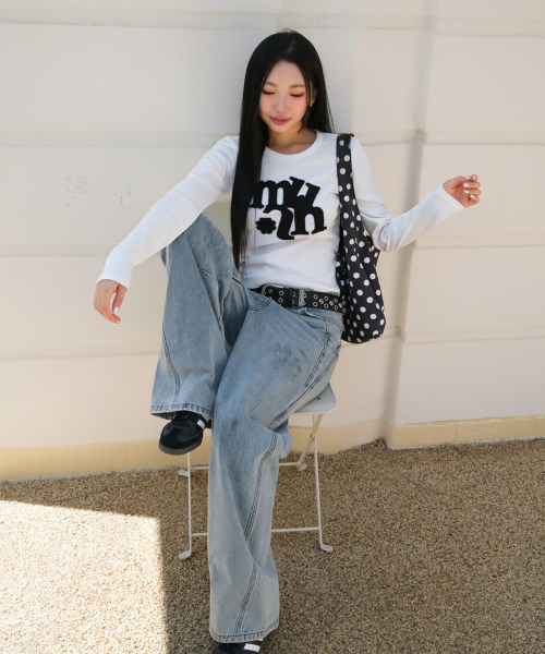 VINTAGE APPLIQUE LOGO LONG SLEEVE [WHITE]