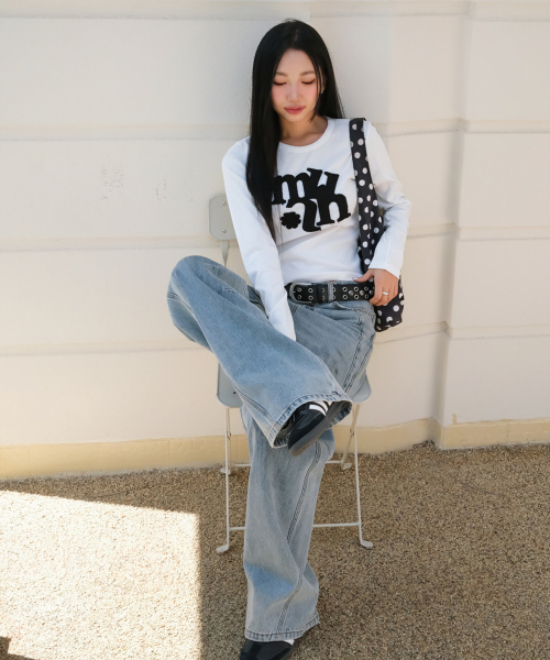 VINTAGE APPLIQUE LOGO LONG SLEEVE [WHITE]