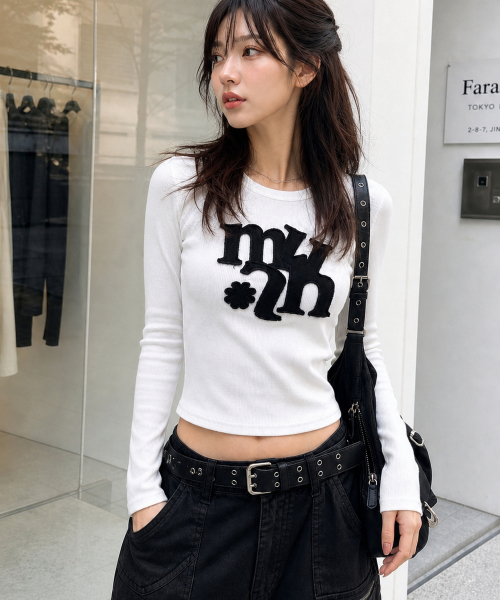VINTAGE APPLIQUE LOGO LONG SLEEVE [WHITE]