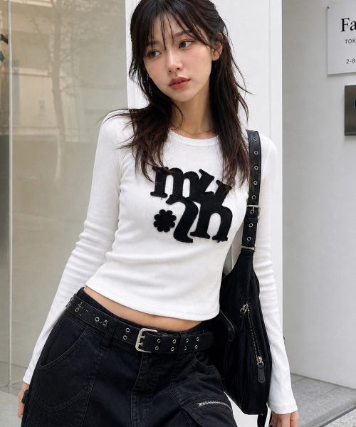 VINTAGE APPLIQUE LOGO LONG SLEEVE [WHITE]