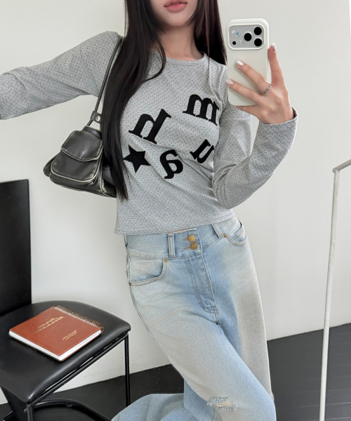 DOT PATCH LOGO LONG SLEEVE [GRAY]