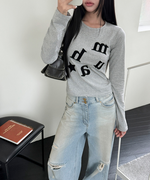 DOT PATCH LOGO LONG SLEEVE [GRAY]