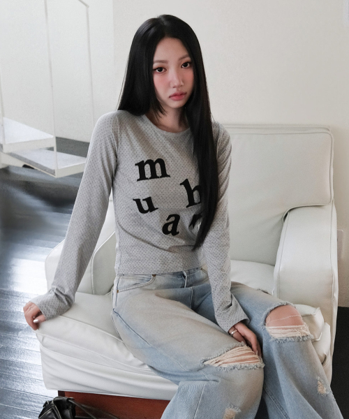 DOT PATCH LOGO LONG SLEEVE [GRAY]
