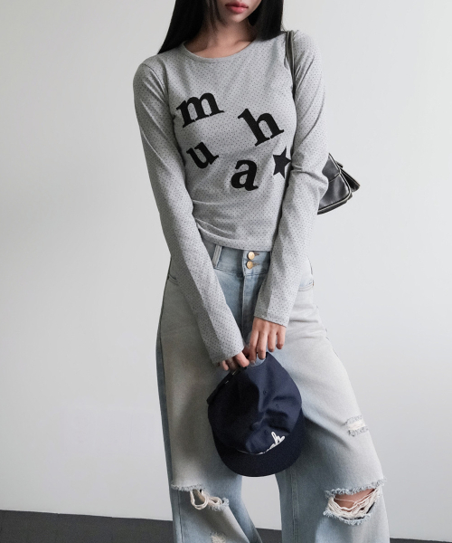 DOT PATCH LOGO LONG SLEEVE [GRAY]