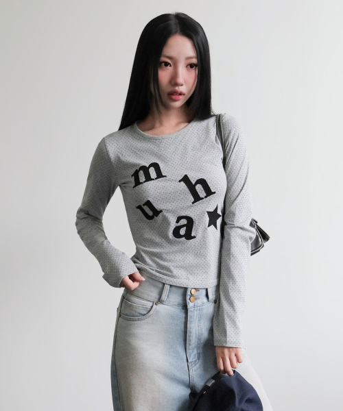 DOT PATCH LOGO LONG SLEEVE [GRAY]