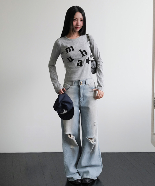 DOT PATCH LOGO LONG SLEEVE [GRAY]