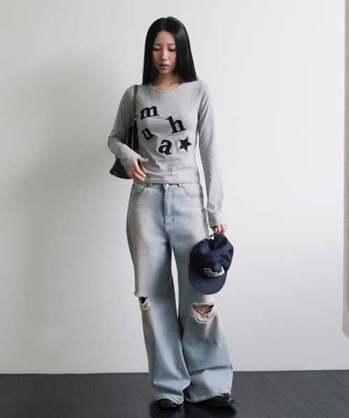 DOT PATCH LOGO LONG SLEEVE [GRAY]