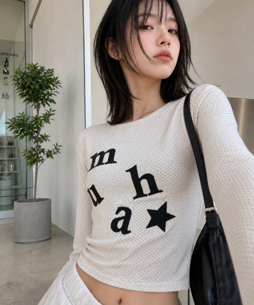 DOT PATCH LOGO LONG SLEEVE [OATMEAL]
