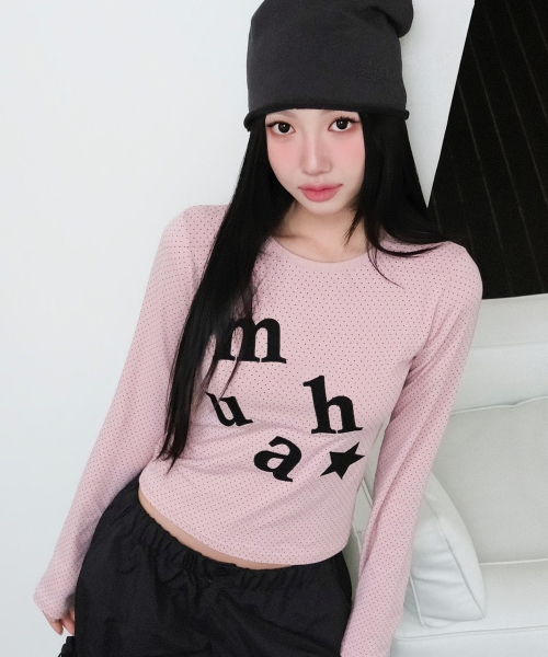 DOT PATCH LOGO LONG SLEEVE [PINK]