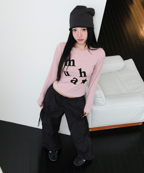 DOT PATCH LOGO LONG SLEEVE [PINK]
