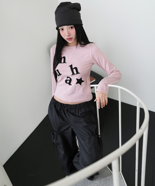 DOT PATCH LOGO LONG SLEEVE [PINK]