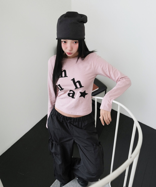 DOT PATCH LOGO LONG SLEEVE [PINK]