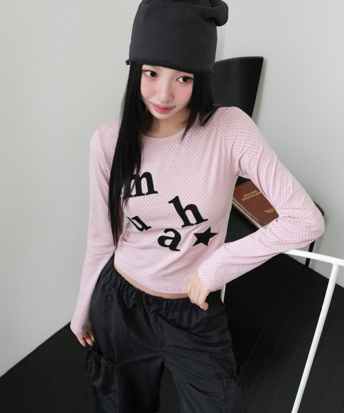 DOT PATCH LOGO LONG SLEEVE [PINK]