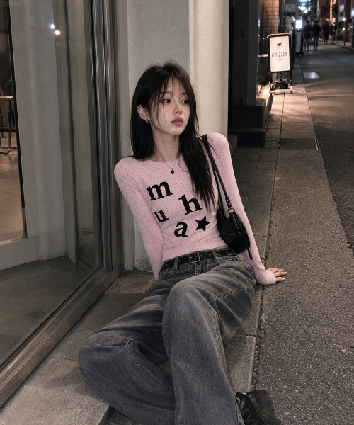 DOT PATCH LOGO LONG SLEEVE [PINK]