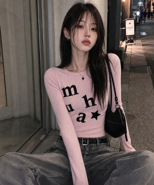 DOT PATCH LOGO LONG SLEEVE [PINK]