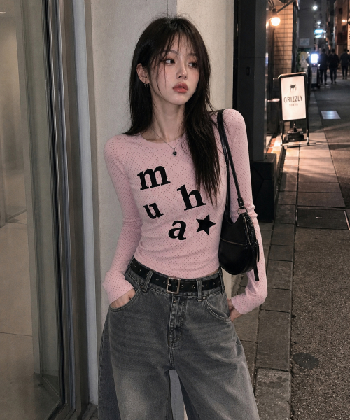DOT PATCH LOGO LONG SLEEVE [PINK]