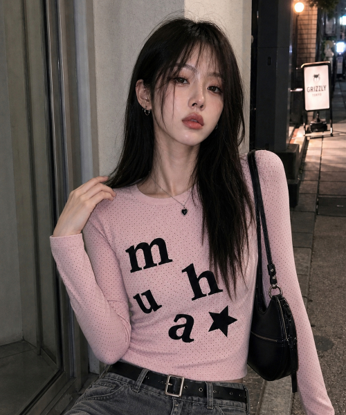DOT PATCH LOGO LONG SLEEVE [PINK]