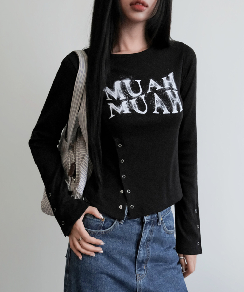 SLIT SNAP BUTTON LONG SLEEVE [BLACK]