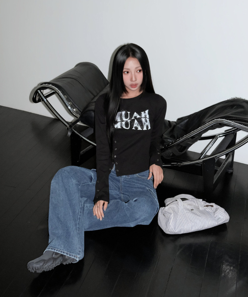 SLIT SNAP BUTTON LONG SLEEVE [BLACK]