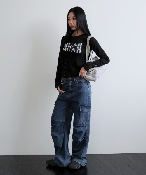 SLIT SNAP BUTTON LONG SLEEVE [BLACK]