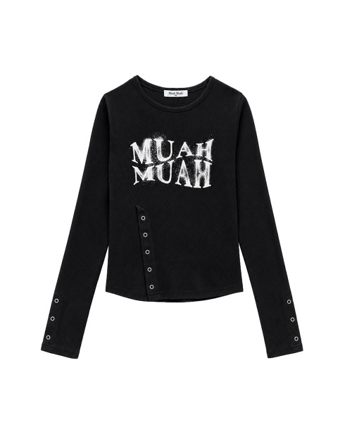 SLIT SNAP BUTTON LONG SLEEVE [BLACK]
