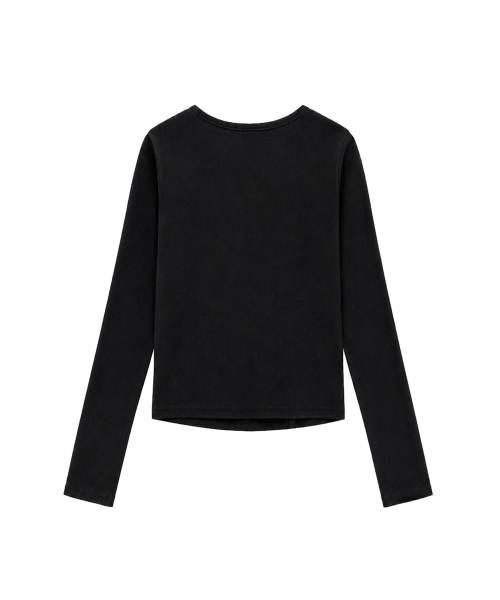 SLIT SNAP BUTTON LONG SLEEVE [BLACK]