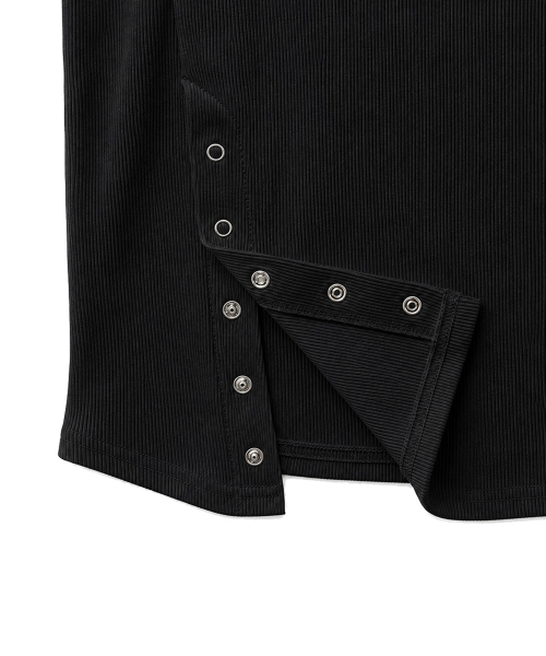 SLIT SNAP BUTTON LONG SLEEVE [BLACK]