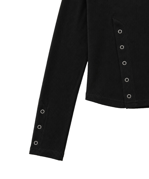 SLIT SNAP BUTTON LONG SLEEVE [BLACK]