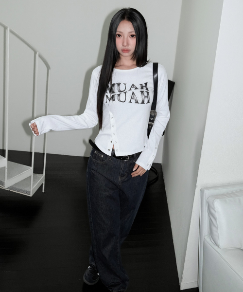 SLIT SNAP BUTTON LONG SLEEVE [WHITE]