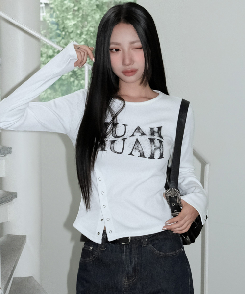 SLIT SNAP BUTTON LONG SLEEVE [WHITE]