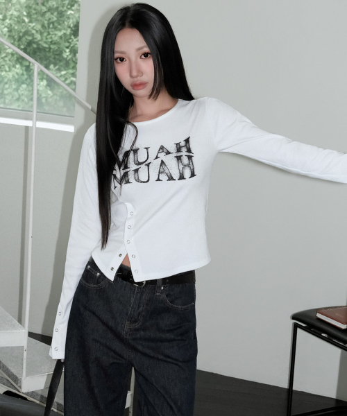SLIT SNAP BUTTON LONG SLEEVE [WHITE]