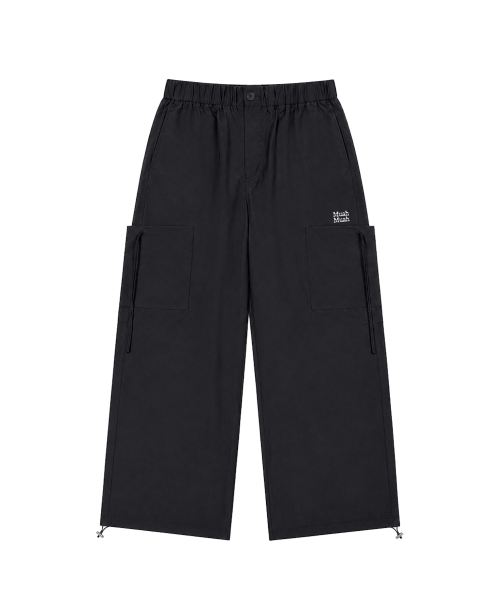 SIDE RIBBON STRING CARGO POCKET BANDING PANTS [BLACK]
